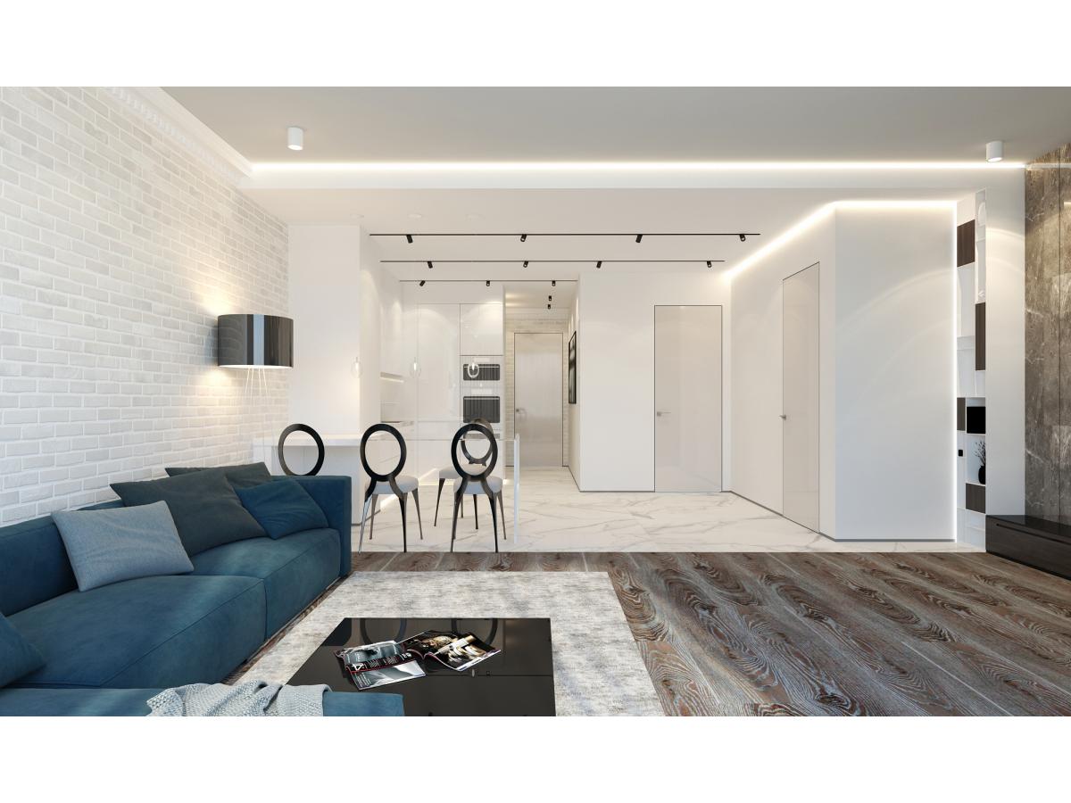 Дизайн-проект интерьера квартиры белая ЖК Тихвин 2